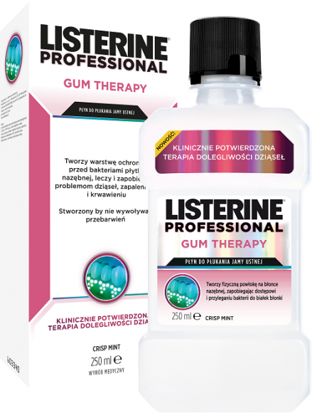 LISTERINE® PROFESSIONAL GUM THERAPY – nowy produkt w portfolio Johnson&Jonhson Zdrowie, BIZNES - LISTERINE® PROFESSIONAL GUM THERAPY to nowy, innowacyjny płyn do płukania jamy ustnej o potwierdzonej skuteczności w leczeniu zapalenia dziąseł, przeznaczony do stosowania jako uzupełnienie szczotkowania zębów i czyszczenia przestrzeni międzyzębowych.