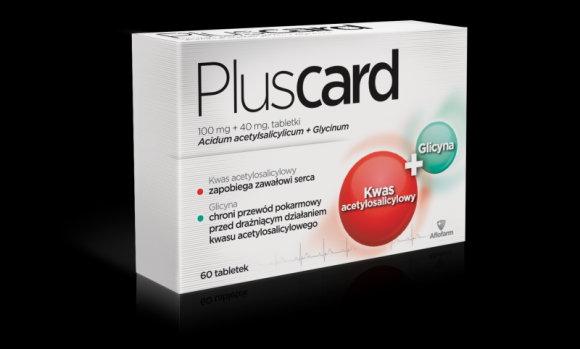 Aflofarm wprowadza lek kardiologiczny o zwiększonym bezpieczeństwie dla przewodu BIZNES, Farmacja - Pluscard to produkt leczniczy, zawierający dwie substancje czynne: kwas acetylosalicylowy w dawce 100 mg oraz glicynę w dawce 40 mg w jednej tabletce.