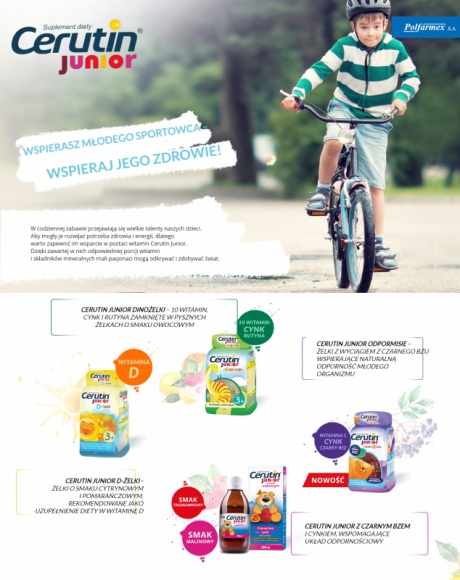 Cerutin Junior z nową stroną internetową Zdrowie, BIZNES - Popularne suplementy diety Cerutin Junior, których producentem jest Polfarmex S.A., mają nową stronę internetową www.cerutinjunior.pl.