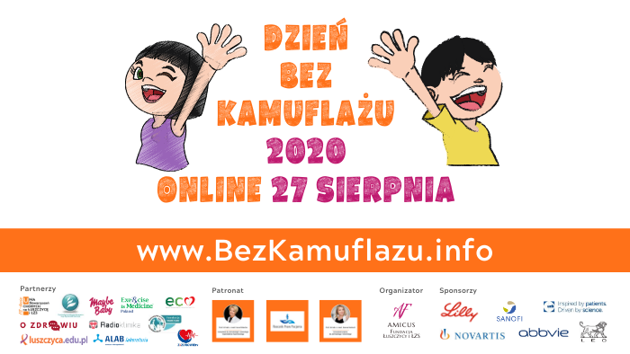 Dzien-bez-Kamuflazu-baner Dzień bez kamuflażu – spotkania online dla pacjentów z łuszczycą, AZS, pokrzywką i HS.